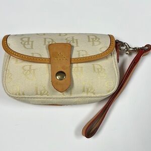 Dooney and Bourke Flap Snap Wristlet Cream Beige